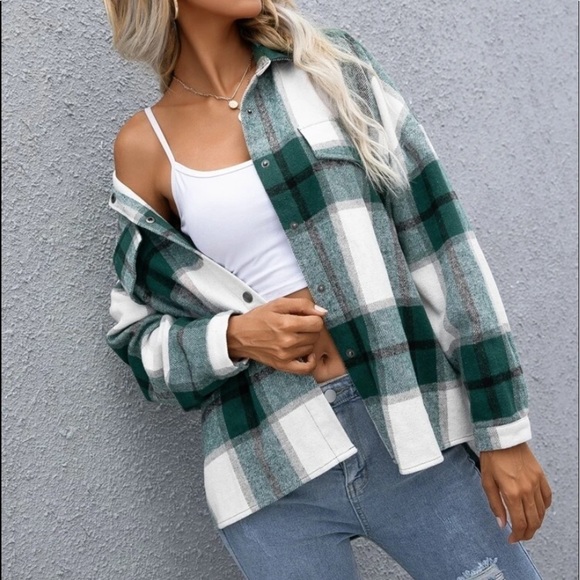 New Plaid Flannel button down top or Jacket - Picture 6 of 6